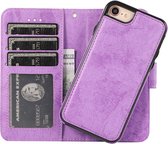 Mobiq - Magnetische 2-in-1 Wallet Case iPhone SE (2022 / 2020)/8/7 - paars