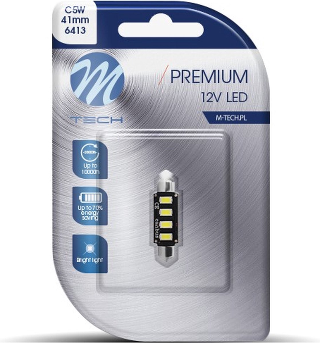 M-Tech LED C5W / C10W 24V - 42MM - Premium - 4x Leddiode -Canbus - Wit - enkel