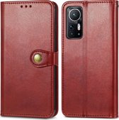 Xiaomi 12 Hoesje - Mobigear - Snap Button Serie - Kunstlederen Bookcase - Rood - Hoesje Geschikt Voor Xiaomi 12