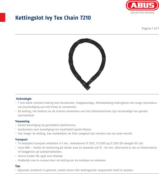 Antivol Abus IvyTex 7210/85 Racing Yellow