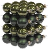 36x Boules de Noël en verre vert foncé 4 cm - mat / brillant - Décorations pour sapins de Noël vert foncé