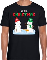 Merry Christmas sneeuwpoppen mijne is groter fout Kerst t-shirt - zwart - heren - Kerstkleding / Kerst outfit M