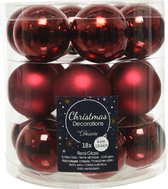 18x stuks kleine kerstballen donkerrood (oxblood) van glas 4 cm - mat/glans - Kerstboomversiering