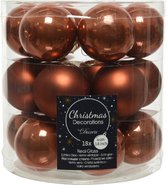 18x stuks kleine kerstballen terra bruin van glas 4 cm - mat/glans - Kerstboomversiering