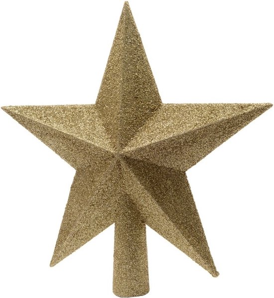 Decoris Gouden kerstboom ster piek - Kunststof - 19 cm - Goud - Decoris