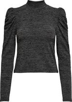 Only ONLROMA HIGHNECK PUFF L/S TOP JRS Dames Top Zwart Glitter - Maat XL