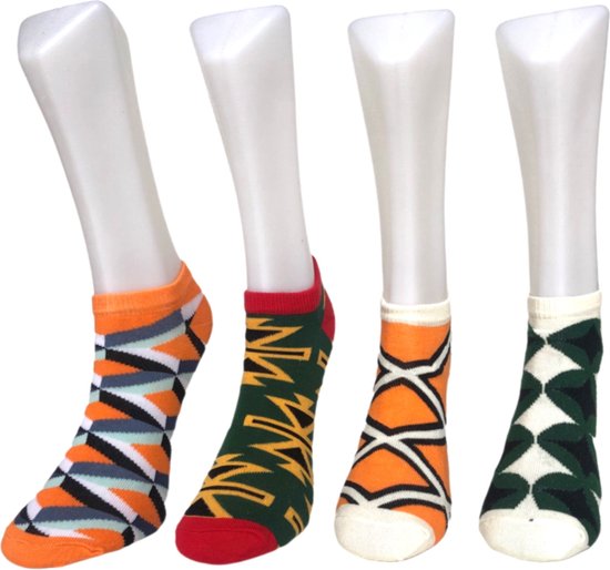 Modernity - Grappige Sokken - Katoen sokken - geometrische zomer sokken - sneakersokken - 4 paar in geschenkdoos