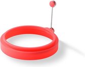 Ei Ring -  Pancake Ring - Siliconen Bakvorm voor Ei - Rond - Pannenkoek Ring - Hamburgervorm met Handvat Ring - Rood
