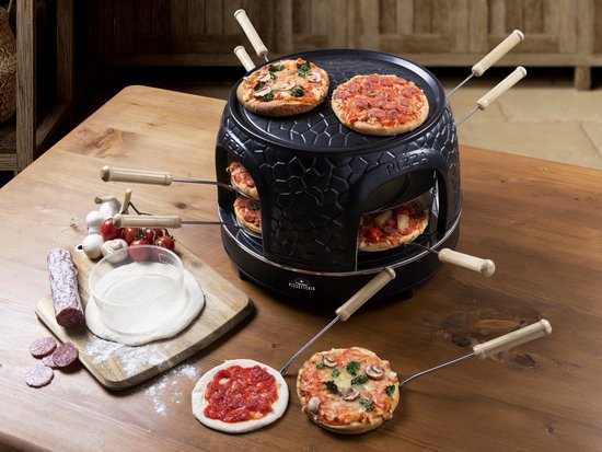 Bestron pizzaoven voor 8 personen, pizzamaker voor kleine pizza's (Ø 10 cm), met keramische koepel, ca. 12-15 minuten baktijd, 1150 Watt, kleur: zwart — afbeelding 5