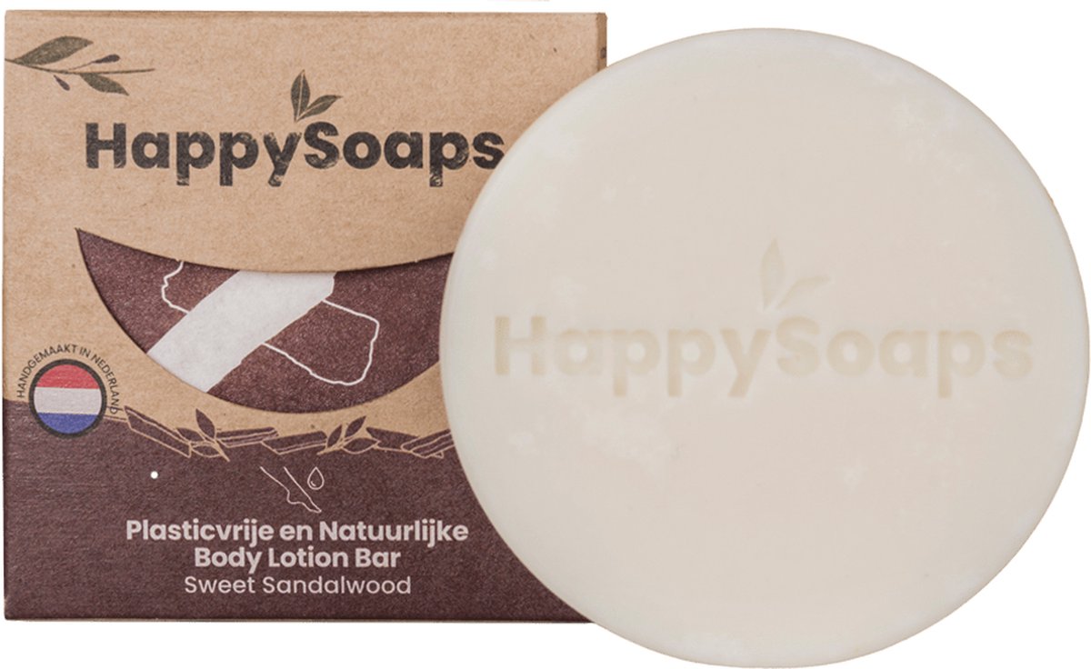 HappySoaps Body Lotion Bar - Sweet Sandalwood - Houtig en Zoet Geurend - 100% Plasticvrij, Vegan & Natuurlijk - 65gr
