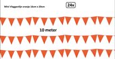 24x Mini vlaggenlijn oranje 10 meter - vlag 16cmx28cm - Vlaglijn Oranje feest festival holland koningsdag thema feest