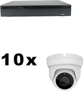 Camerabewaking set 10x Sony 5MP met PoE en Super Starlight Lens IP Dome