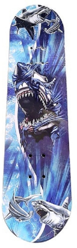 Set van skateboard 81 cm met haaien print/valbescherming maat L- 9 tot  10... | bol.com