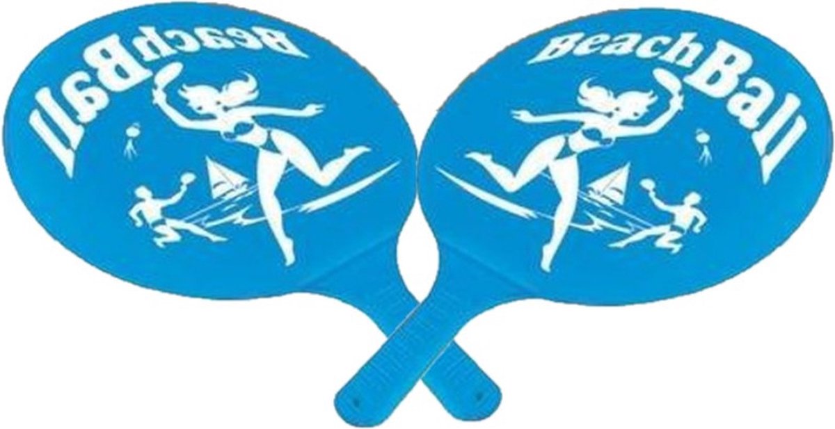 Gebro beachball set - blauw - kunststof - strandspelletje - tennis