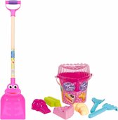 Strand/zand emmer met vormpjes en roze zand schep van 75 cm - Zomer speelgoed