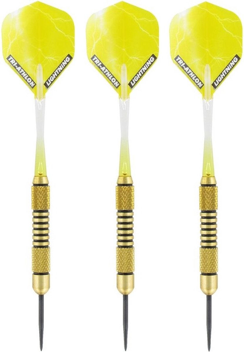 Dartpijlen - 3x st - Speedy Yellow Brass - 19 grams - pijltjes - Darten/darts sport artikelen pijltjes messing