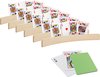 Afbeelding van het spelletje 6x stuks Speelkaarthouders - inclusief 54 speelkaarten groen geruit - hout - 35 cm - kaarthouders