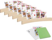 6x pcs Porte-cartes porte-cartes - dont 54 cartes à jouer vert à damiers - bois - 35 cm - Porte-cartes