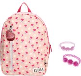 Zebra Rugzak Flowers Pink Rugtas - schooltas (m) + armbandje