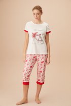Katoen Dames Capri Pyjama Set Maat L