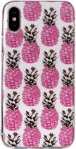 Peachy Roze ananassen TPU hoesje iPhone X XS cover - Wit Case
