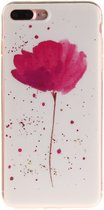Peachy Roze bloem met wit cover iPhone 7 Plus 8 Plus TPU hoesje silicone case