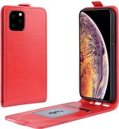 Peachy Verticale Flip kunstleer wallet hoesje iPhone 11 Pro Max case - Rood