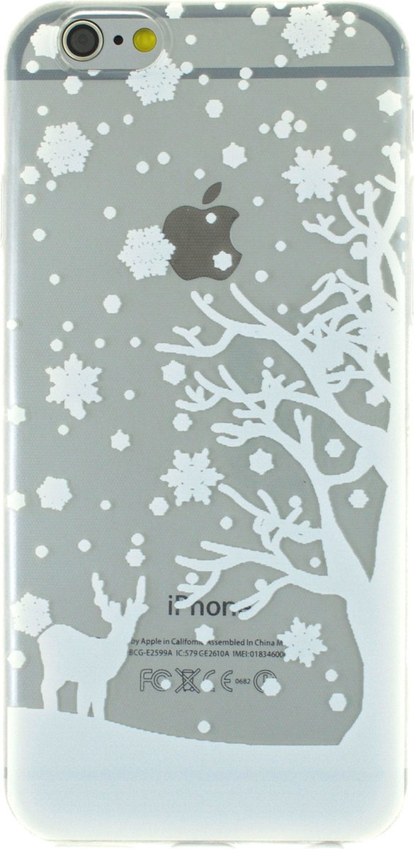 Peachy Wit winter kerst silicone geschikt voor iPhone 6 6s hoesje case cover