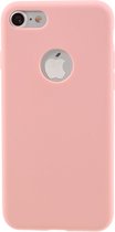 Peachy Effen roze gekleurde siliconen hoesje iPhone 7 8 Roze cover Pink case