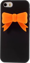 Peachy Zwart 3D oranje strikje iPhone 5 5s SE 2016 hoesje case cover