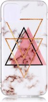 Peachy Marmer Patroon Driehoek Goud Roze Zwart Figuur Creatief iPhone 11 TPU case