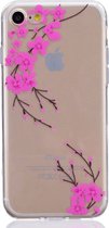 Peachy Doorzichtige roze bloem tak silicone iPhone 7 8 SE 2020 SE 2022 hoesje case cover
