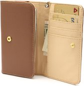 Peachy Universele wallet smartphone hoes portemonnee lederen bookcase - Bruin