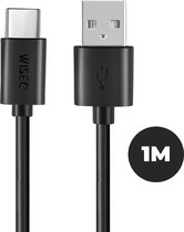 WISEQ USB C kabel van 1 meter - Oplaadkabel voor Samsung en andere USB C apparaten - Zwart