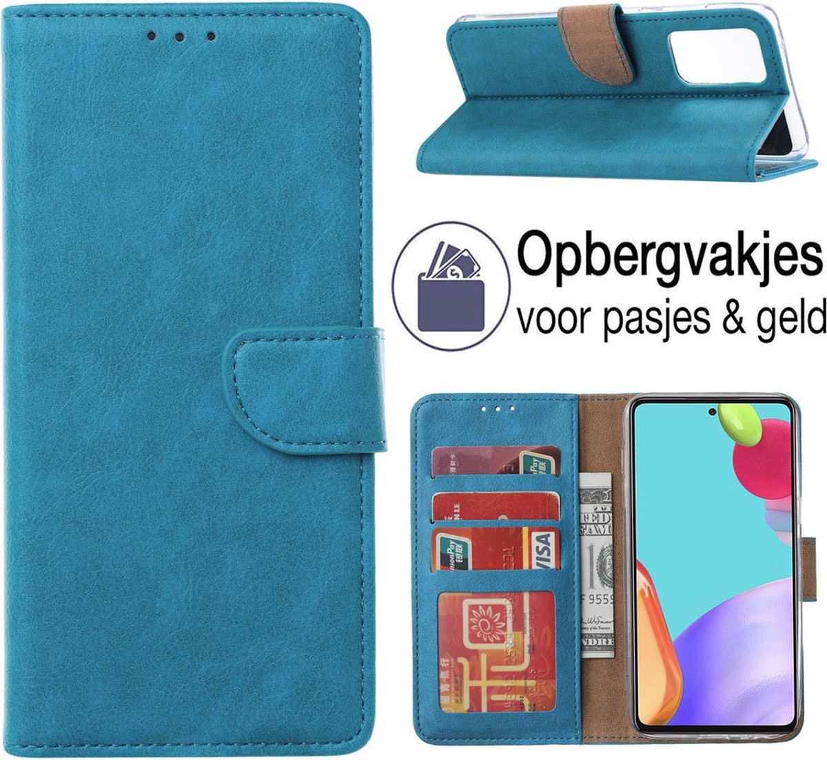 Hoesje geschikt voor Samsung Galaxy A33 5G Book Case portemonnee wallet case - Blauw - EPICMOBILE