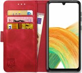 Rosso Element Book Case Wallet Hoesje Geschikt voor Samsung Galaxy A33 | Portemonnee | 3 Pasjes | Magneetsluiting | Stand Functie | Rood