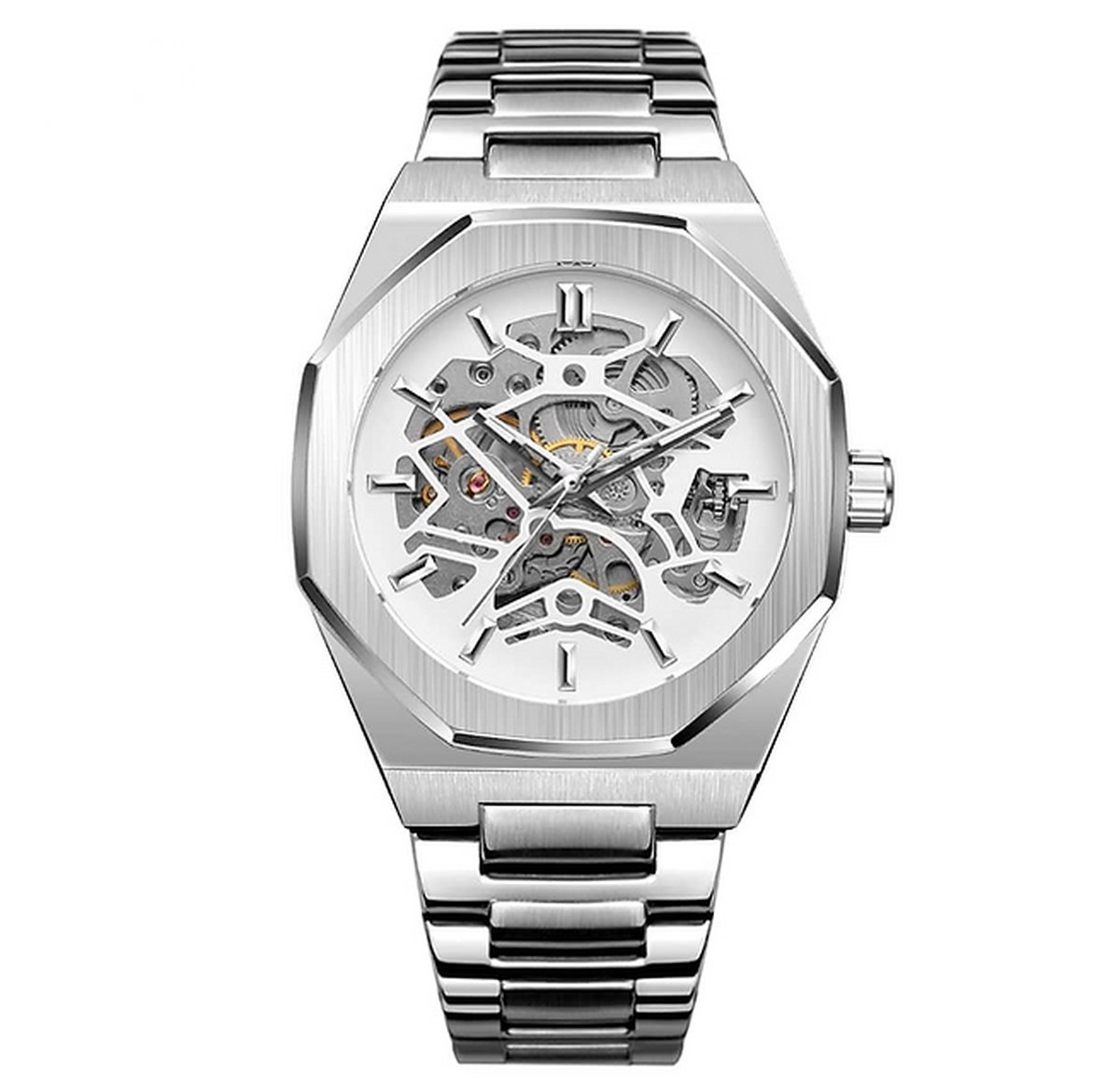 Globalwear “Phantom” Heren Horloge Automatisch Uurwerk Ø 42mm Waterdicht 5 ATM Stalen Horlogeband Luxe Geschenkdoos
