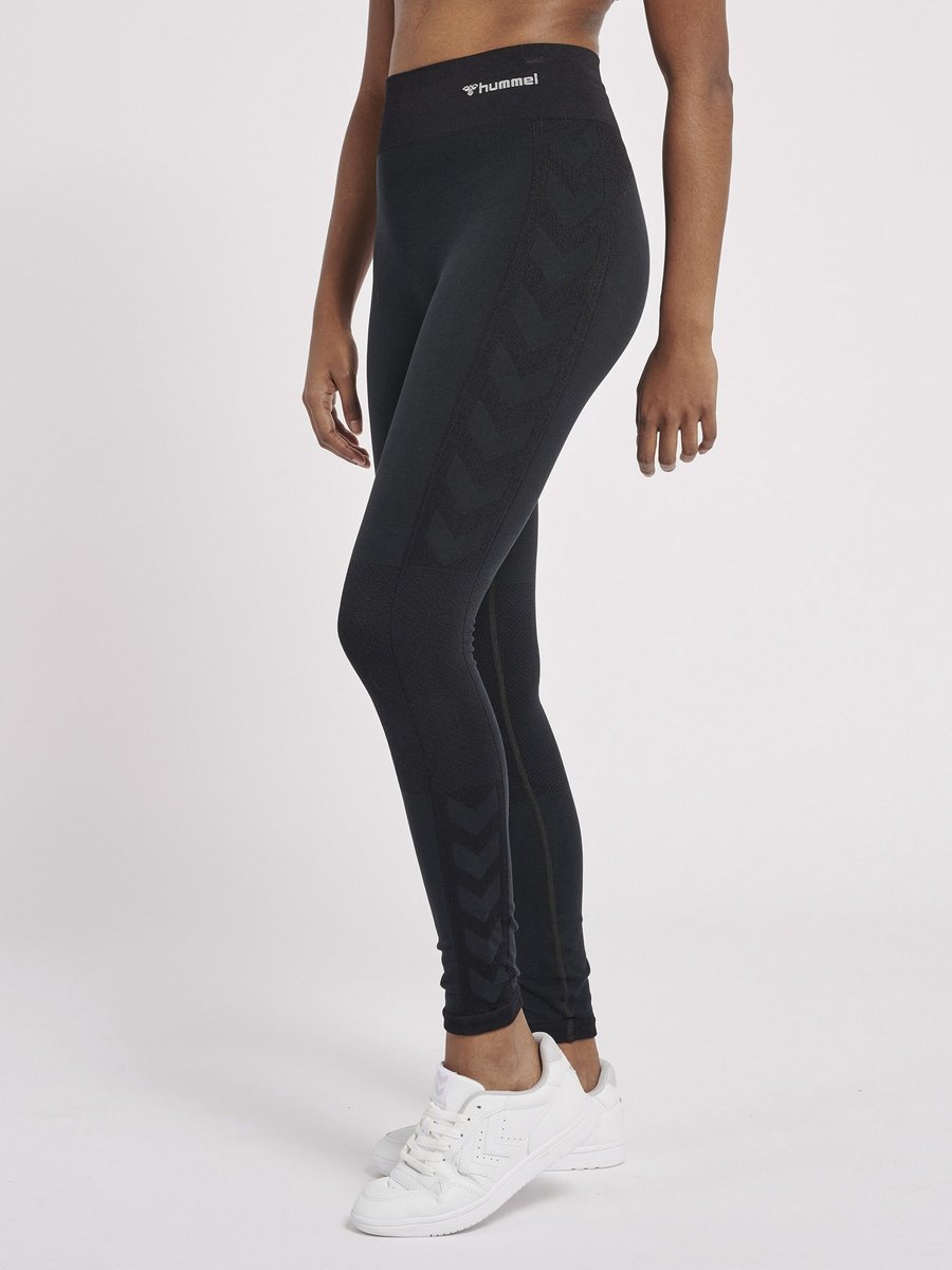 Hummel Damen Leggings Hmlclea Seamless Mid Waist Tights Black Melange-S
