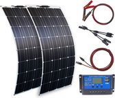 Luxiqo® Zonnepaneel Set- 200W - Inclusief Controller en Kabels - Flexibele Zonnepaneel - Monokristallijn Zonnepaneel - 12V - Daglichtpaneel - Waterdicht Zonnepaneel