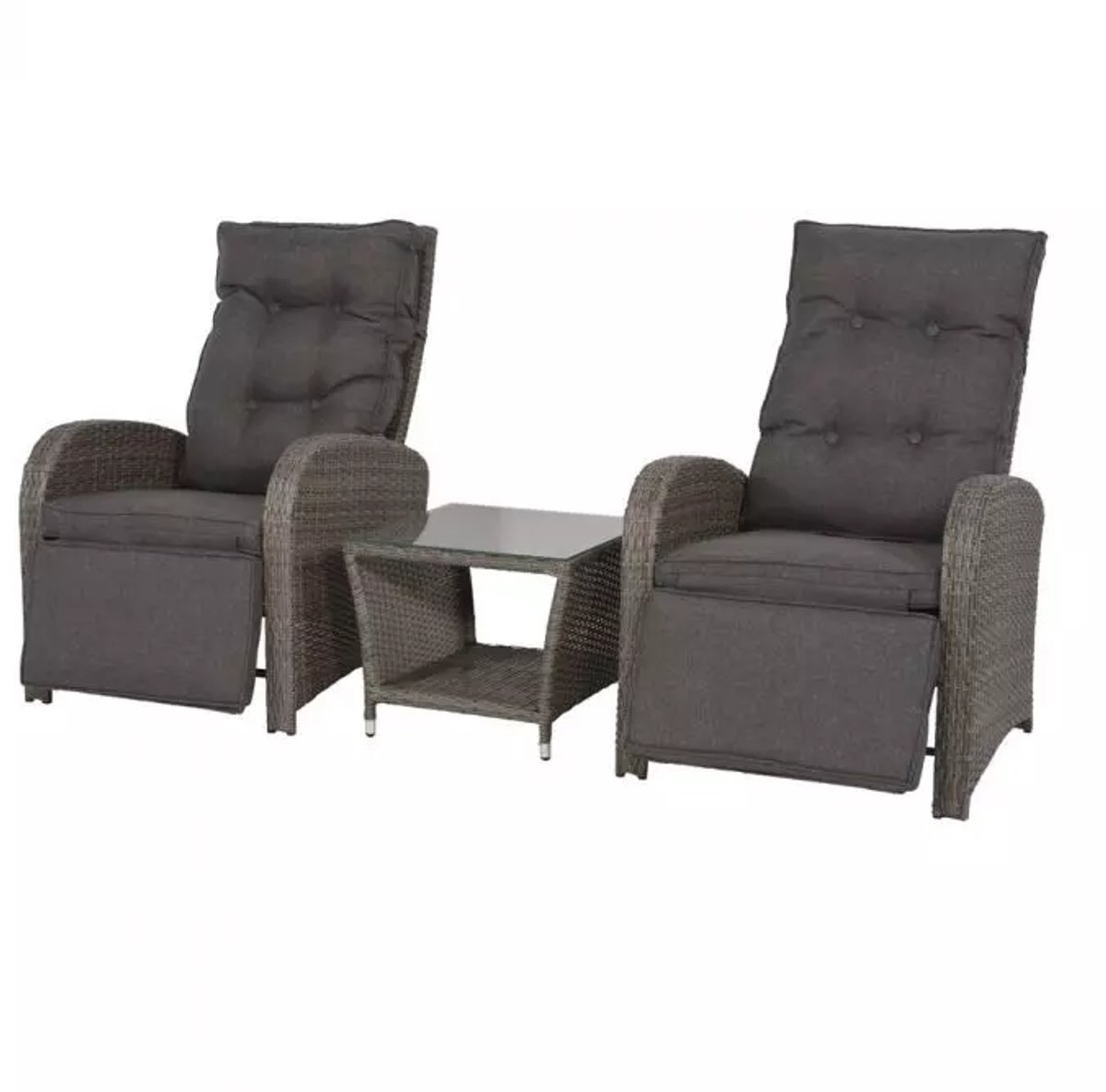 Bol.com Loungeset Duoset Melia 2 verstelbare stoelen + tafel - Balkonset aanbieding
