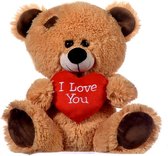 Teddybeer met Hart "I Love You" Lichtbruin 22 cm  {Moederdag Knuffelbeer met Rood Love Hartje | I Love You / Ik hou van jou Cadeau | Valentine Valentijnsdag Moederdag kado rozenbee
