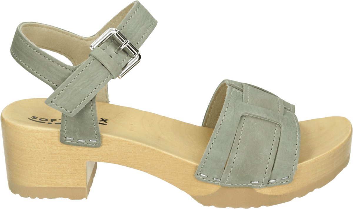 Softclox S3570 PEPPINA - Volwassenen Platte sandalen - Kleur: Groen - Maat: 40