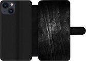Bookcase Geschikt voor iPhone 13 telefoonhoesje - Metaal print - Zwart - Glitter - Met vakjes - Wallet case met magneetsluiting
