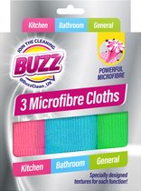 Buzz Microvezel Doekjes Set van 3 Roze,Blauw,Groen