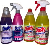 Dasty schoonmaakpakket voor het hele huis - Dasty ontvetter spray + navulling - Dasty allesreiniger paars - Dasty ruitenreiniger roze