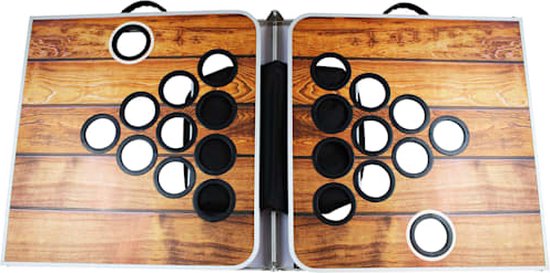 Thumbnail van een extra afbeelding van het spel BeerCup Backspin Beer Pong tafelset hout - Beerpong tafel 244 x 76 x 61 cm - inklapbaar - aluminium - 100 party bekers