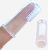 Vingertandenborstel - Compacte Reistandenborstel - Zachte Siliconen Reistandenborstel met Beschermhoes - Wit