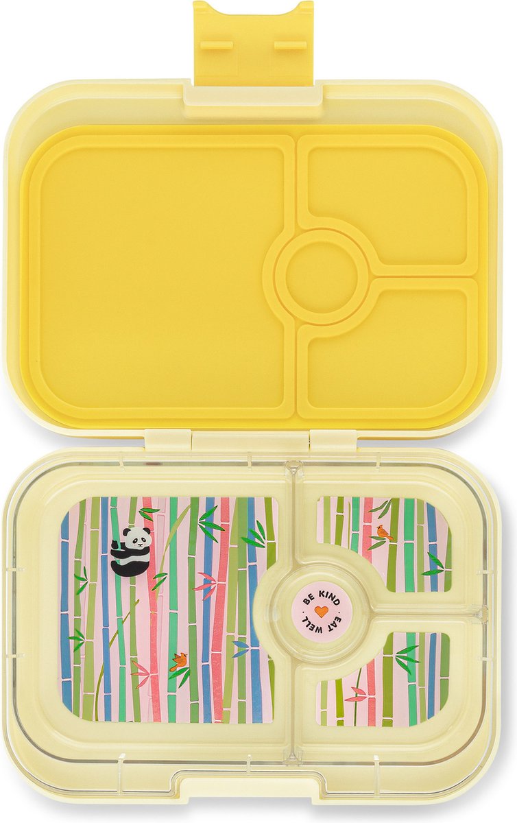 Yumbox Panino - lekvrije Bento box broodtrommel - 4 vakken - Sunburst geel / Panda tray