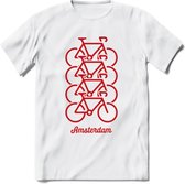 Amsterdam Fiets Stad T-Shirt | Souvenirs Holland Kleding | Dames / Heren / Unisex Koningsdag shirt | Grappig Nederland Fiets Land Cadeau | - Wit - M