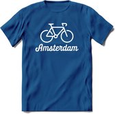 Amsterdam Fiets Stad T-Shirt | Souvenirs Holland Kleding | Dames / Heren / Unisex Koningsdag shirt | Grappig Nederland Fiets Land Cadeau | - Donker Blauw - XXL